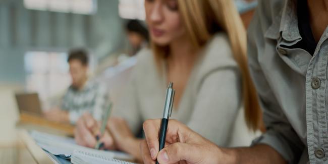 Students taking written exams